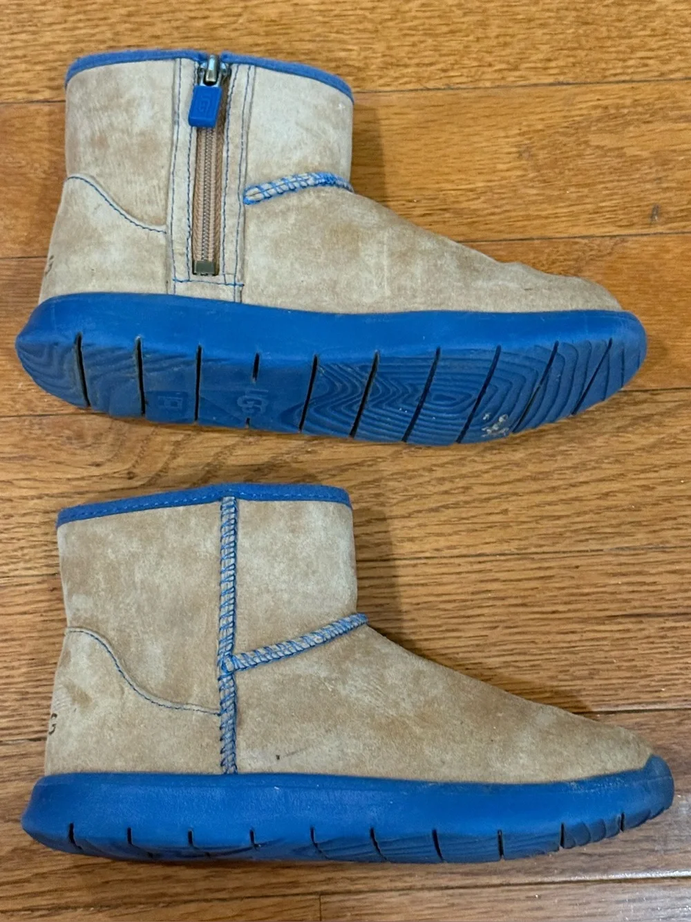 UGG Australia Kids 12 Boys Girls Breaker Suede Boots Zip 1008154K Ankle Booties